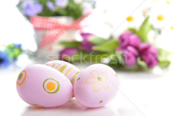  flowers and easter eggs Stock photo © taden