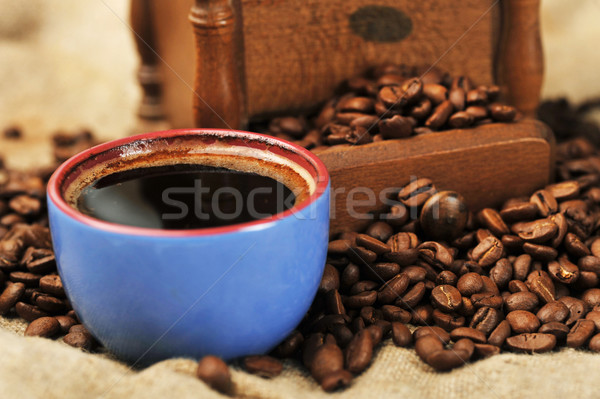 Kaffeebohnen Jahrgang Handbuch Kaffee Schleifer Tasse Stock foto © taden