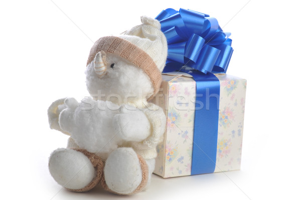 snowman and giftbox on white  Stock photo © taden