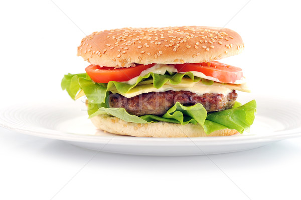 Hamburger legume fel de mâncare tabel grâu carne Imagine de stoc © taden