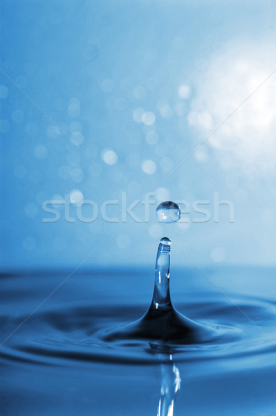 Wassertropfen Tropfen Landung Wasseroberfläche suspendiert Zeit Stock foto © taden