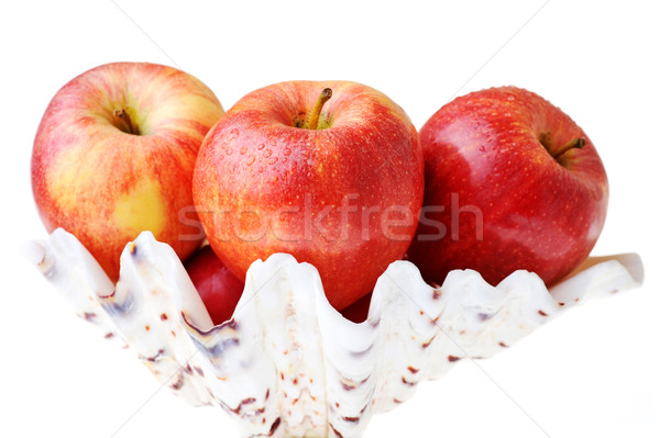 Сток-фото: красный · яблоки · зрелый · вкусный · белый · ваза