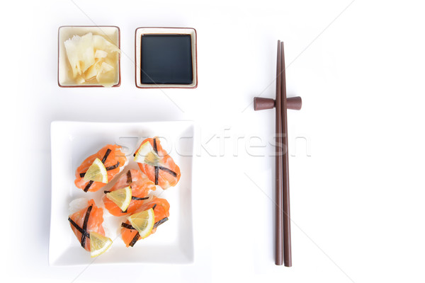 Sushi salmón limón placa peces cena Foto stock © taden