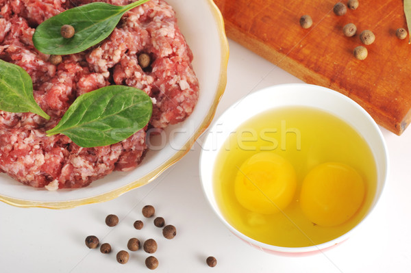 Zutaten hausgemachte Boden Rindfleisch Eier Pfeffer Stock foto © taden