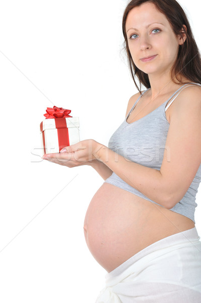 pregnant woman with gift Stock photo © taden