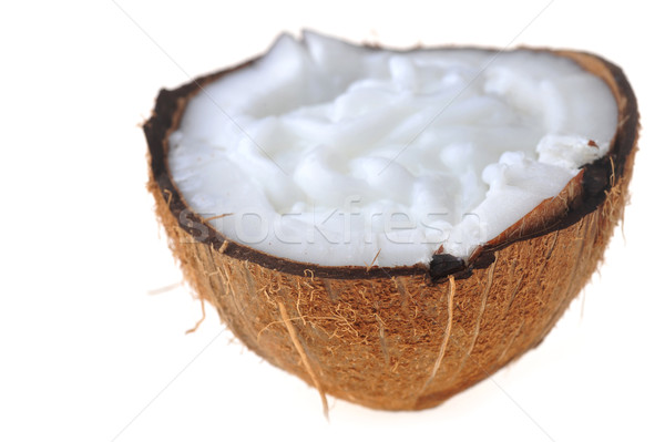 成熟 椰子 破 白 關閉 牛奶 商業照片 © taden
