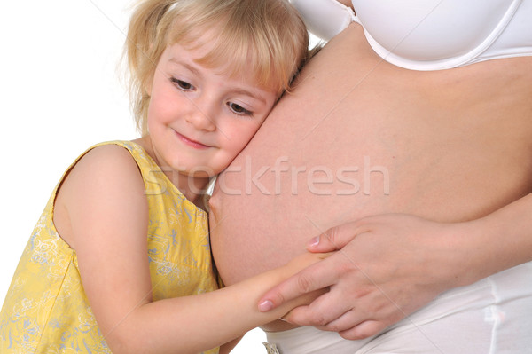 Menina grávida mãe little girl bebê útero Foto stock © taden