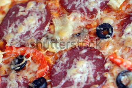 Foto stock: Frescos · pizza · tomates · queso · aceitunas · negras