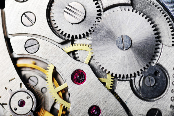 Stock photo: watch gears close up