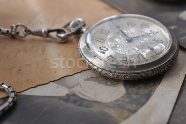 very old watch on the grungde post card and photo Stock photo © taden