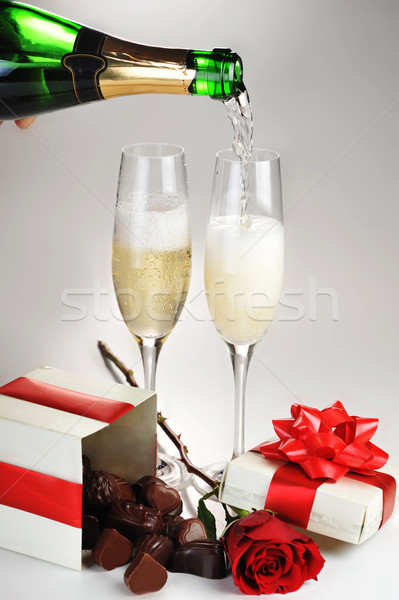  champagne  and chocolate Stock photo © taden