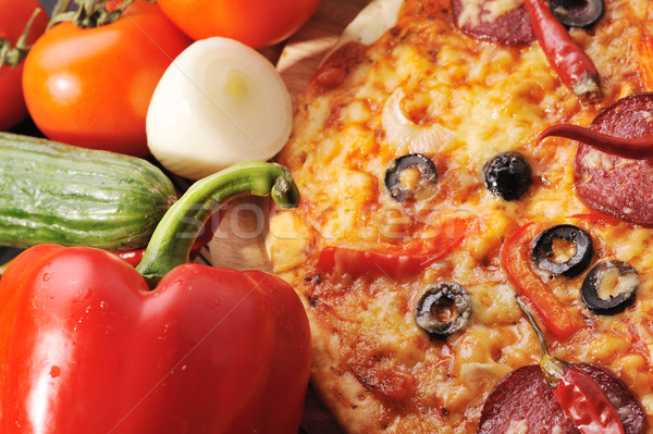 Saboroso pizza legumes comida Foto stock © taden