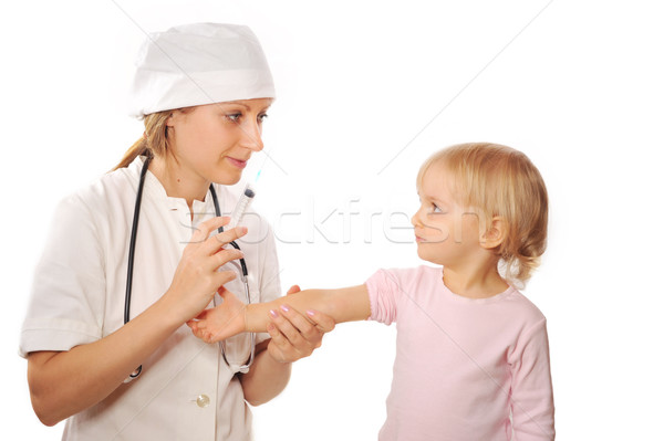 Stock photo: doctor vaccinate little girl