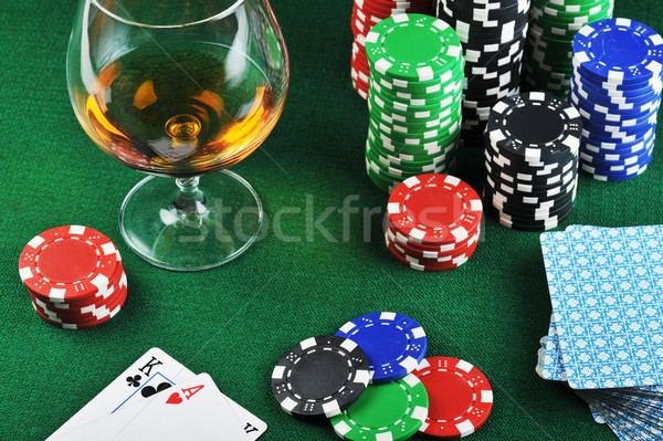 Bere carte da gioco colore chip verde vetro Foto d'archivio © taden