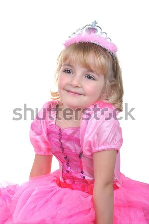 Foto stock: Pequeno · princesa · rosa · little · girl · tiara · crianças