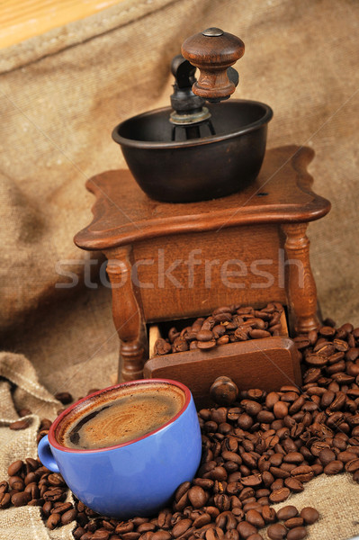 Koffiebonen vintage koffie beker Stockfoto © taden