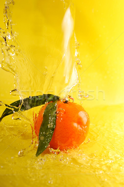 Mandarine Wasser Spritzer gelb grünen Stock foto © taden