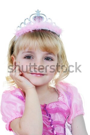 Stok fotoğraf: Küçük · prenses · pembe · küçük · kız · taç · gülümseme