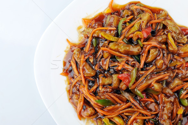 Kip Rood saus chinese keuken diep Stockfoto © taden