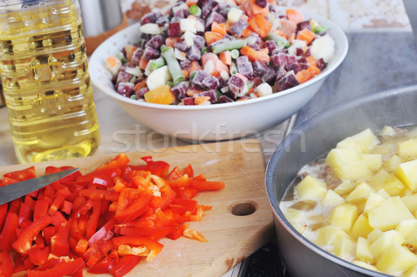 Foto stock: Preparação · saboroso · vegetal · comida · cozinha · vermelho