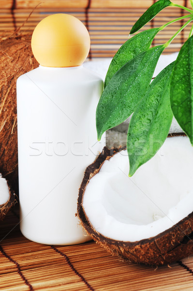 Coco huile de massage corps paille serviette médecine [[stock_photo]] © taden