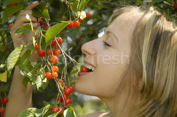 nice girl in the garden with cherry Stock photo © taden