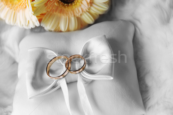 cushion with wedding  rings Stock photo © taden