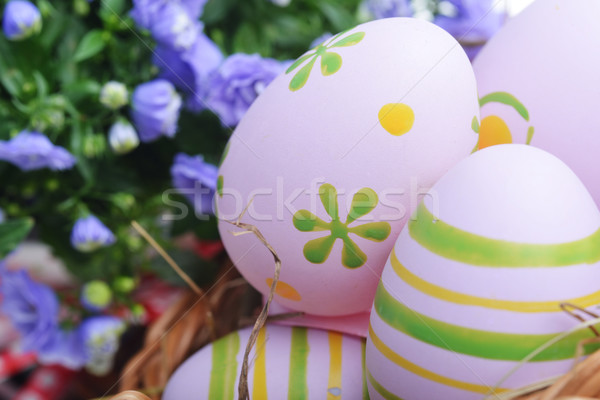 Easter Eggs niebieski kwiaty piękna jaj wstążka Zdjęcia stock © taden