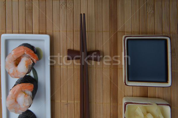 Plato frescos sushi bambú servilleta Foto stock © taden