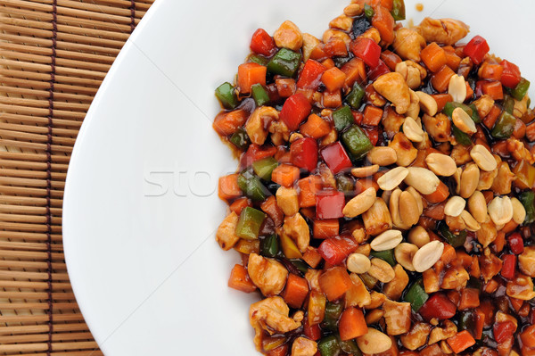 Gedämpft Gemüse Fleisch Erdnuss Platte chinesisch Stock foto © taden