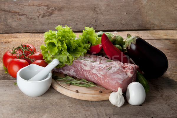 Nyers hús zöldségek porcelán étel piros Stock fotó © taden