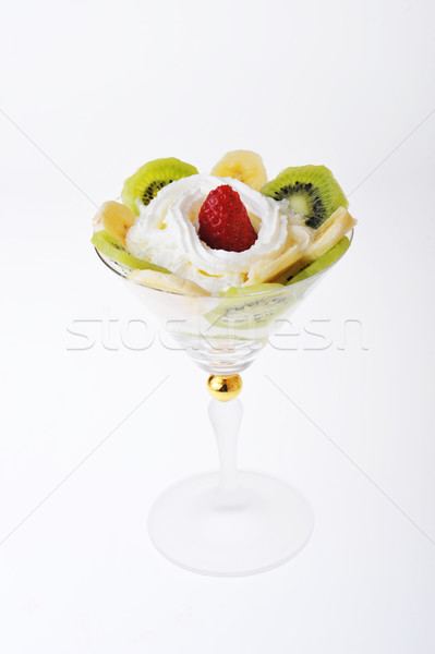 Foto stock: Fruto · chantilly · fresco · picado · morangos · kiwi