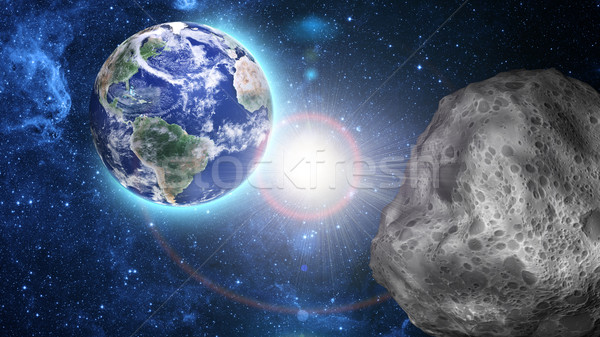 Stock photo: asteroid approaching to earth