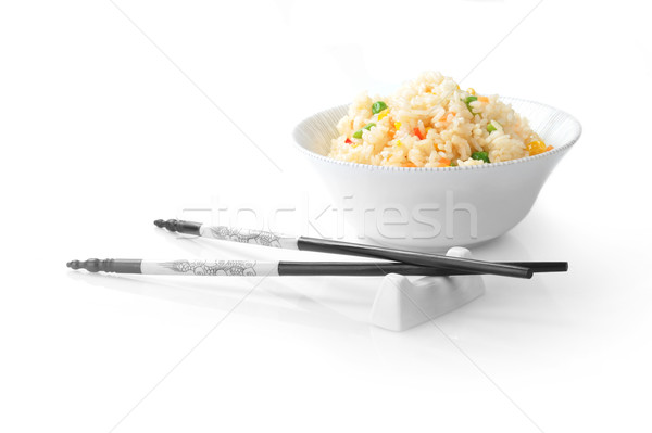 Stock fotó: Tál · rizs · zöldség · sült · evőpálcika · kínai