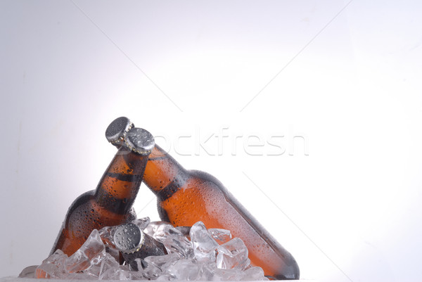 Stockfoto: Bruin · flessen · bier · glas · drop · cool