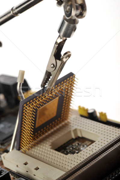 Foto stock: Ordenador · central · procesador · robot · brazo · trabajo
