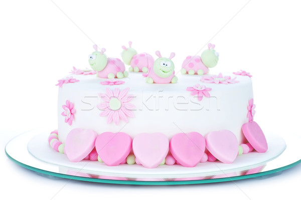 Verjaardagstaart witte cake stijl room suiker Stockfoto © taden