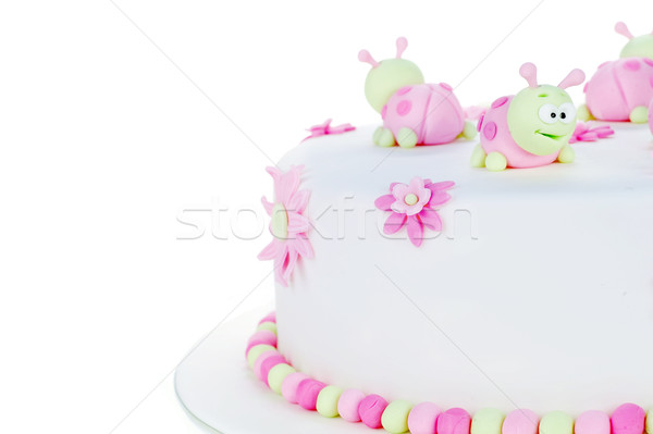 Doğum günü pastası beyaz kek stil krem şeker Stok fotoğraf © taden