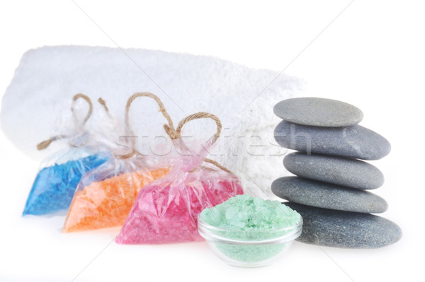 salt for  bath, towel and stones  Stock photo © taden