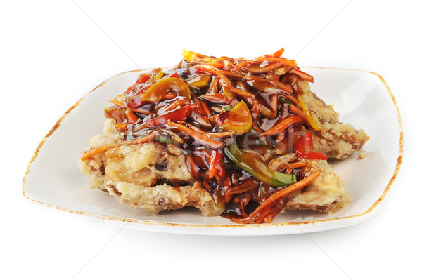 Kínai étel tányér közelkép finom étel tojás Stock fotó © taden