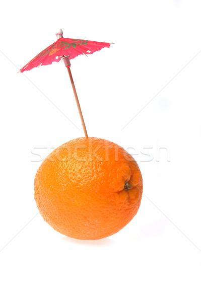 orange with coctail umbrella isolated on white Stock photo © taden