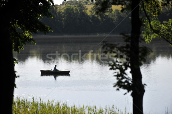 Visser boot zomer dag vissen meer Stockfoto © taden