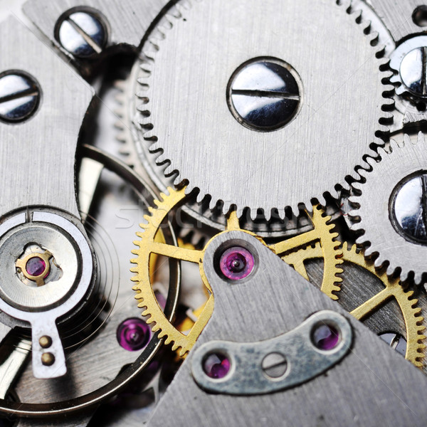 Stock photo: watch gears close up