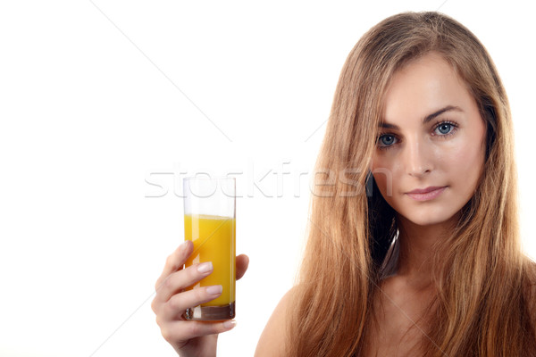 Foto stock: Hermosa · jóvenes · rubio · mujer · potable