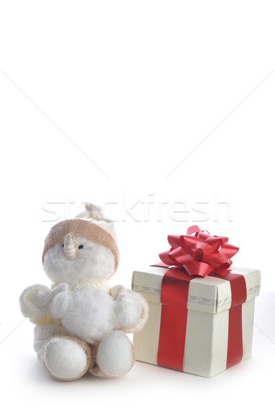 snowman and giftbox on white  Stock photo © taden
