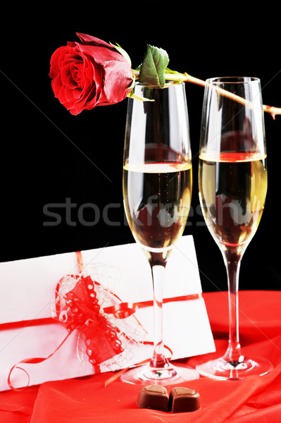 Stock photo: champagne  and letter