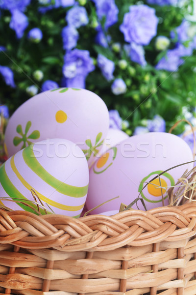 Easter Eggs niebieski kwiaty piękna jaj wstążka Zdjęcia stock © taden