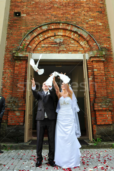 Yeni evliler beyaz çift düğün gün Stok fotoğraf © taden