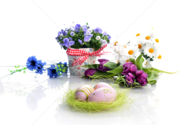  flowers and easter eggs Stock photo © taden