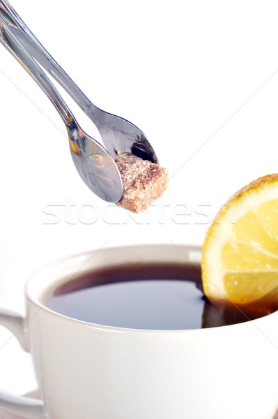 full cup of tea with lemon Stock photo © taden